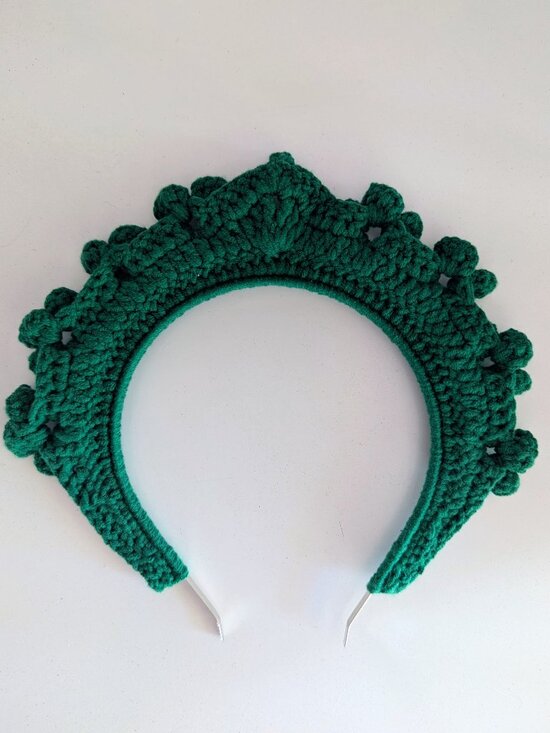 Hand Crochet 3D Floral Crown Headband Kelly Green Artisan main image 7